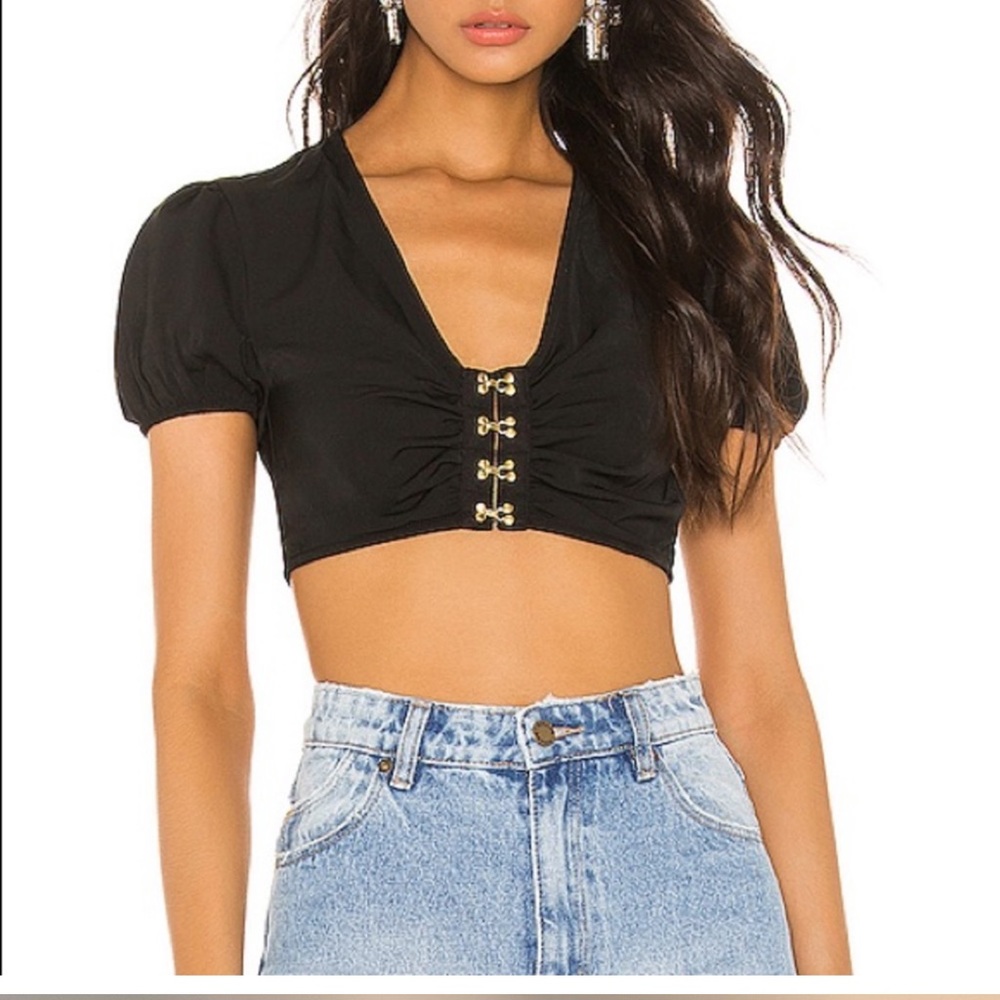 Black Superdown Crop Top Size Small